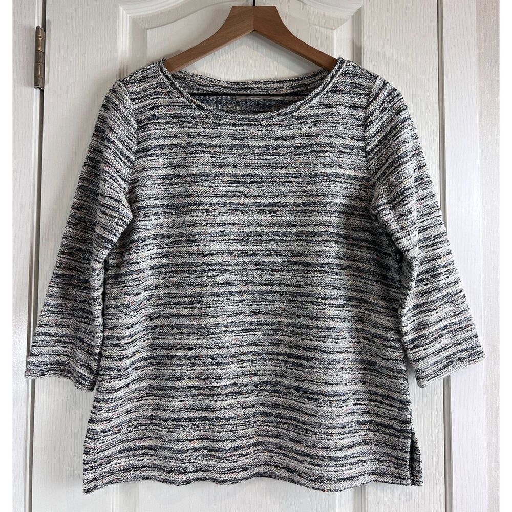 Loft Women's 3/4 Sleeve Pullover Top Multicolor Textured Stripe Size S
